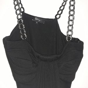 SKY BRAND  Black Sexy Chain Strap Tank Top Small